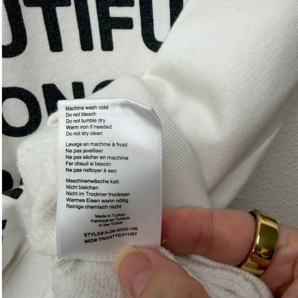 Anine Bing White Graphic Sweatshirt I Am Powerful Quote Crewneck Pullover XS - Picture 11 of 13